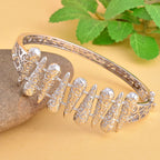 LucyQ Air Drip Collection - Rhodium Overlay Sterling Silver Bangle (Size -7.5) Silver Wt 37.70 grams