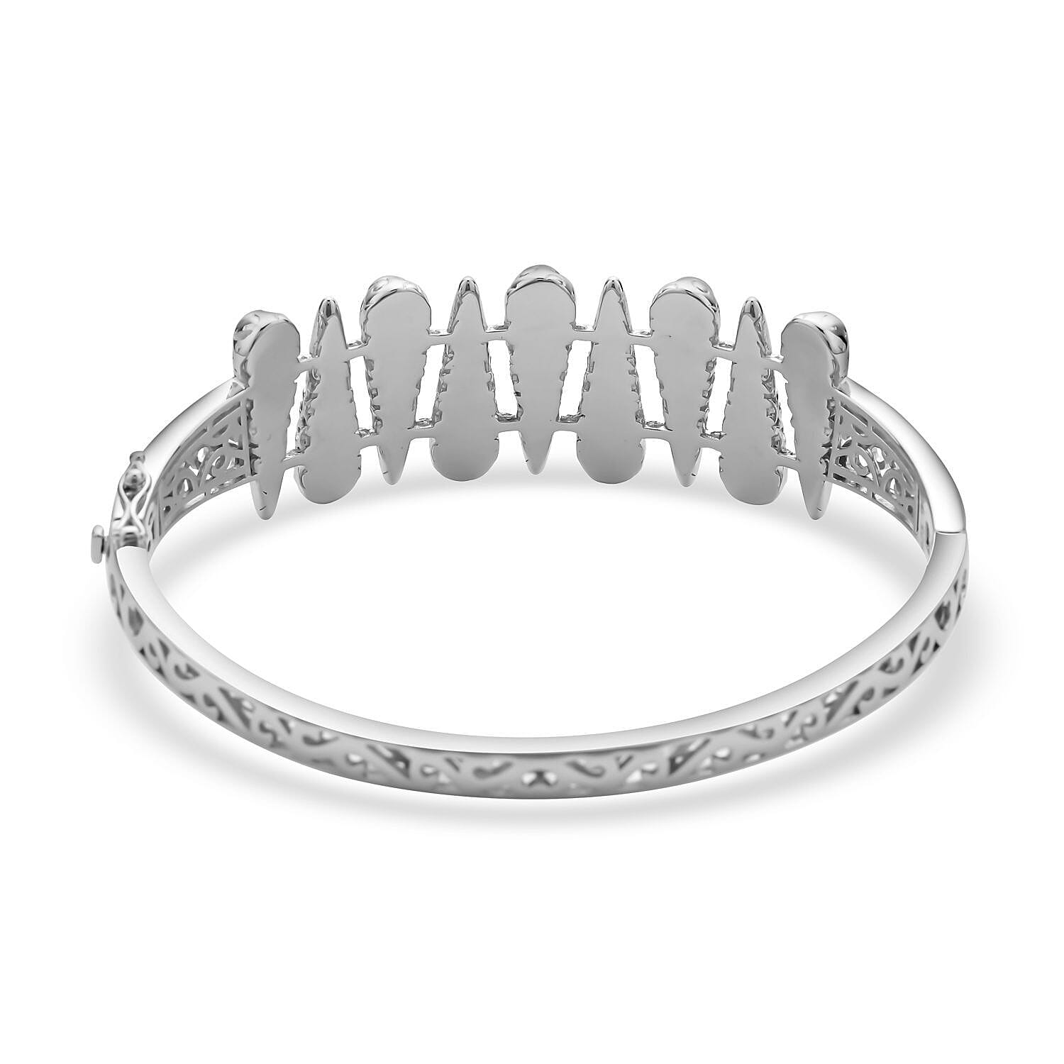 Lucy Q Air Drip Collection - Rhodium Overlay Sterling Silver Bangle (Size -7.5), Silver 7273514 8