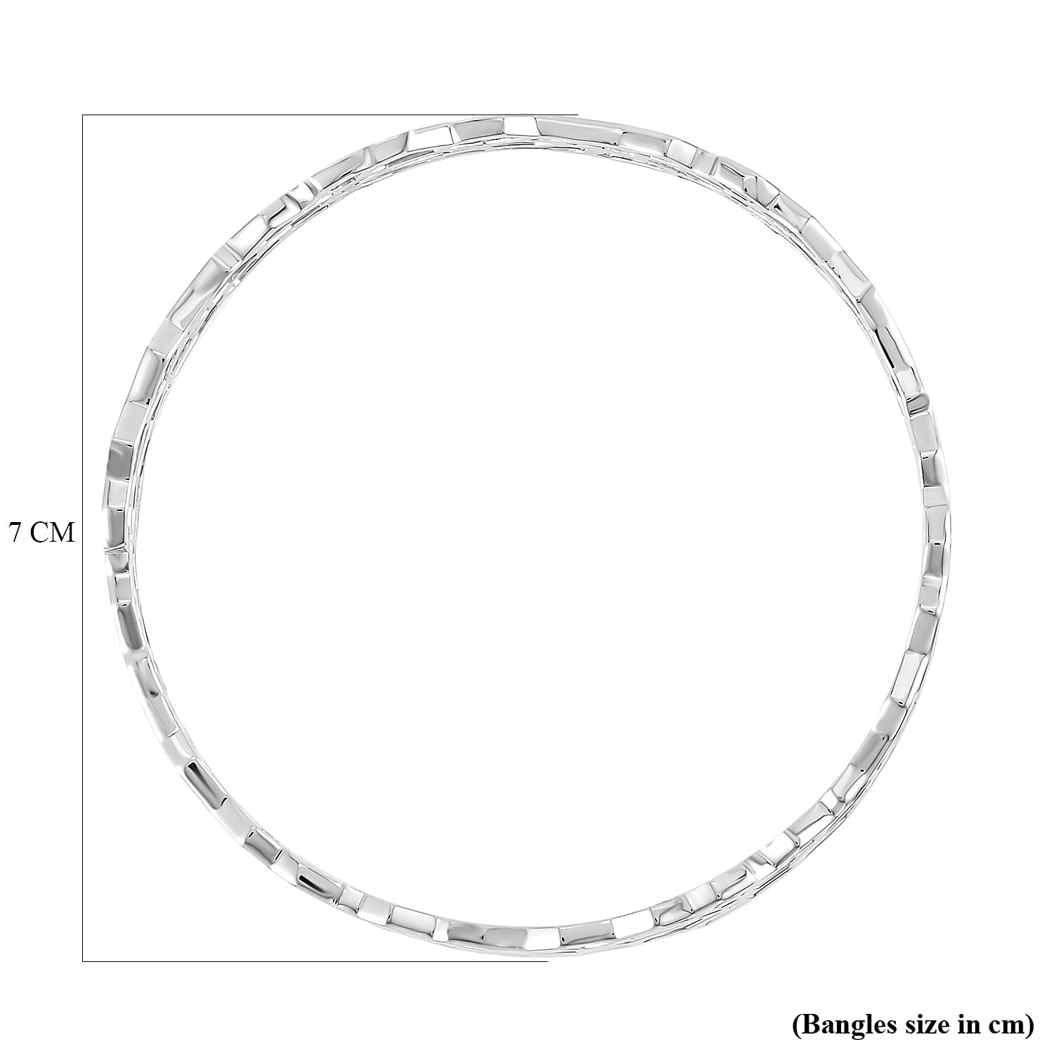 Lucy Q Honeycomb Collection - Rhodium Overlay Sterling Silver Honeycomb Bangle (Size 7.5) 7545925 3
