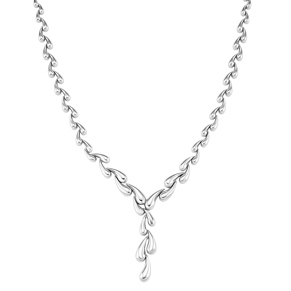 Lucy Q Drip Collection - Rhodium Overlay Sterling Silver Necklace (Size 16-4 Ext.), Silver Wt. 37.00 Gms. 8126757 0