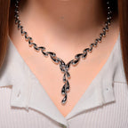 Lucy Q Drip Collection - Rhodium Overlay Sterling Silver Necklace (Size 16-4 Ext.), Silver Wt. 37.00 Gms.