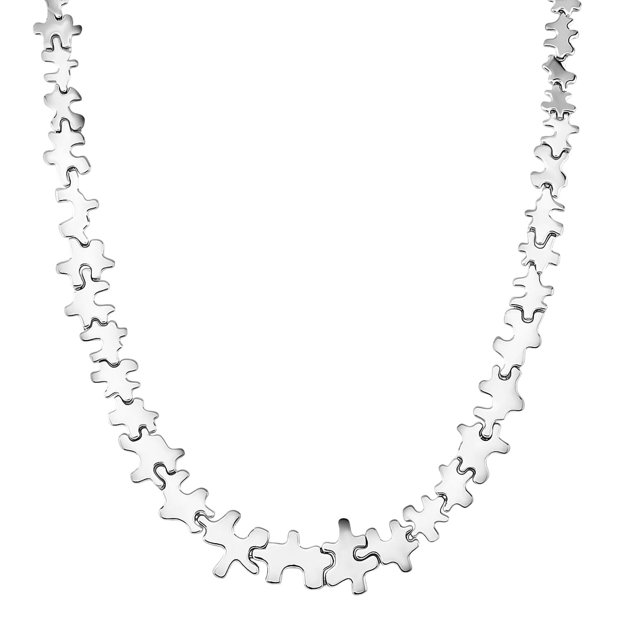 Lucy Q Jigsaw Collection - Rhodium Overlay Sterling Silver Necklace (Size 16-4 inch Ext.) Silver Wt. 34.60 Gms. 8112200 0