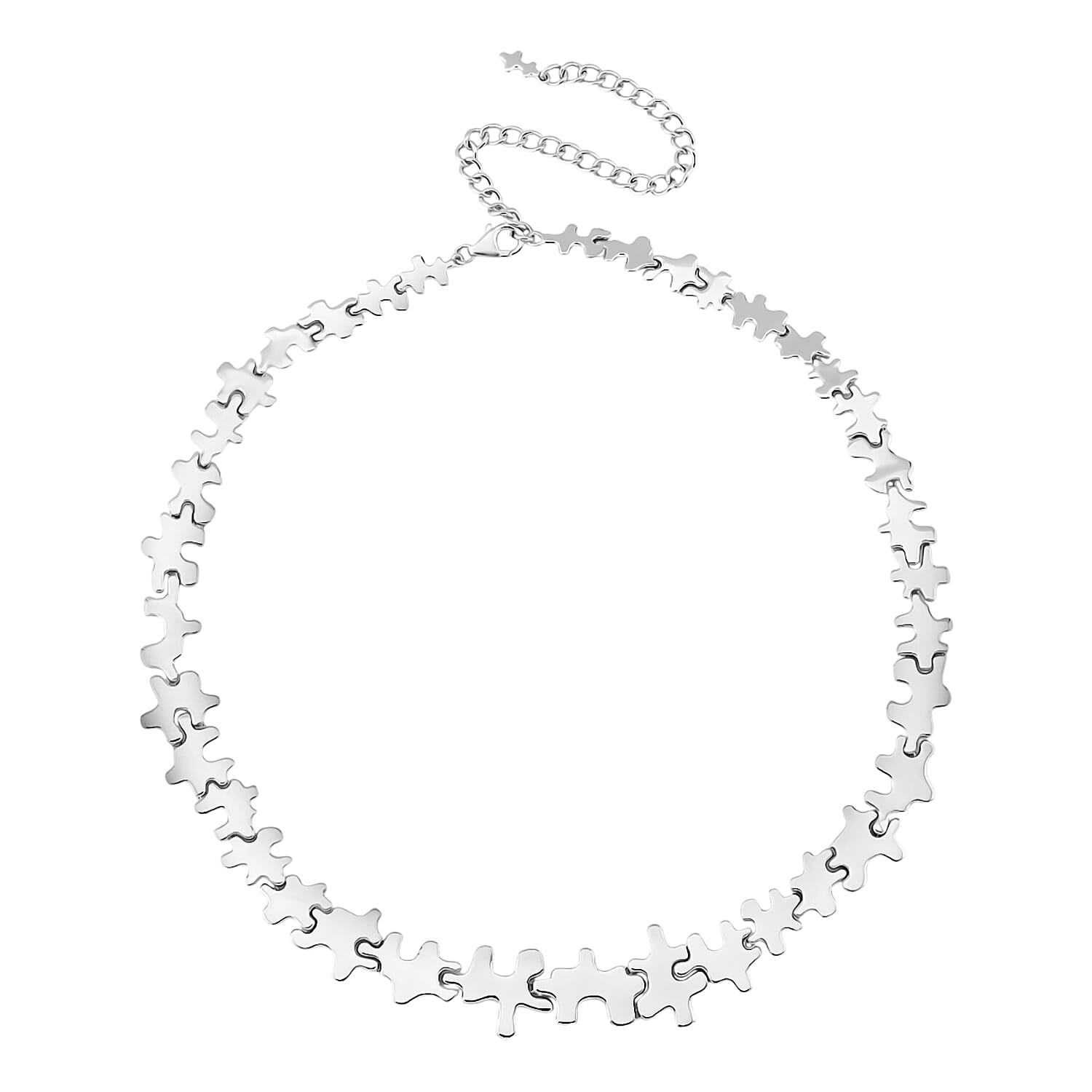 Lucy Q Jigsaw Collection - Rhodium Overlay Sterling Silver Necklace (Size 16-4 inch Ext.) Silver Wt. 34.60 Gms. 8112200 3