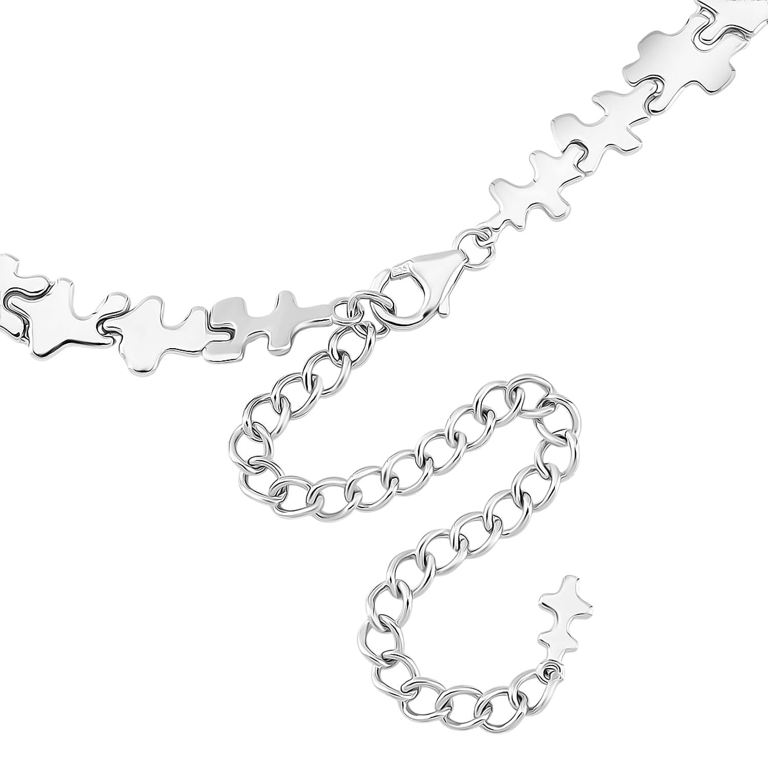 Lucy Q Jigsaw Collection - Rhodium Overlay Sterling Silver Necklace (Size 16-4 inch Ext.) Silver Wt. 34.60 Gms. 8112200 5