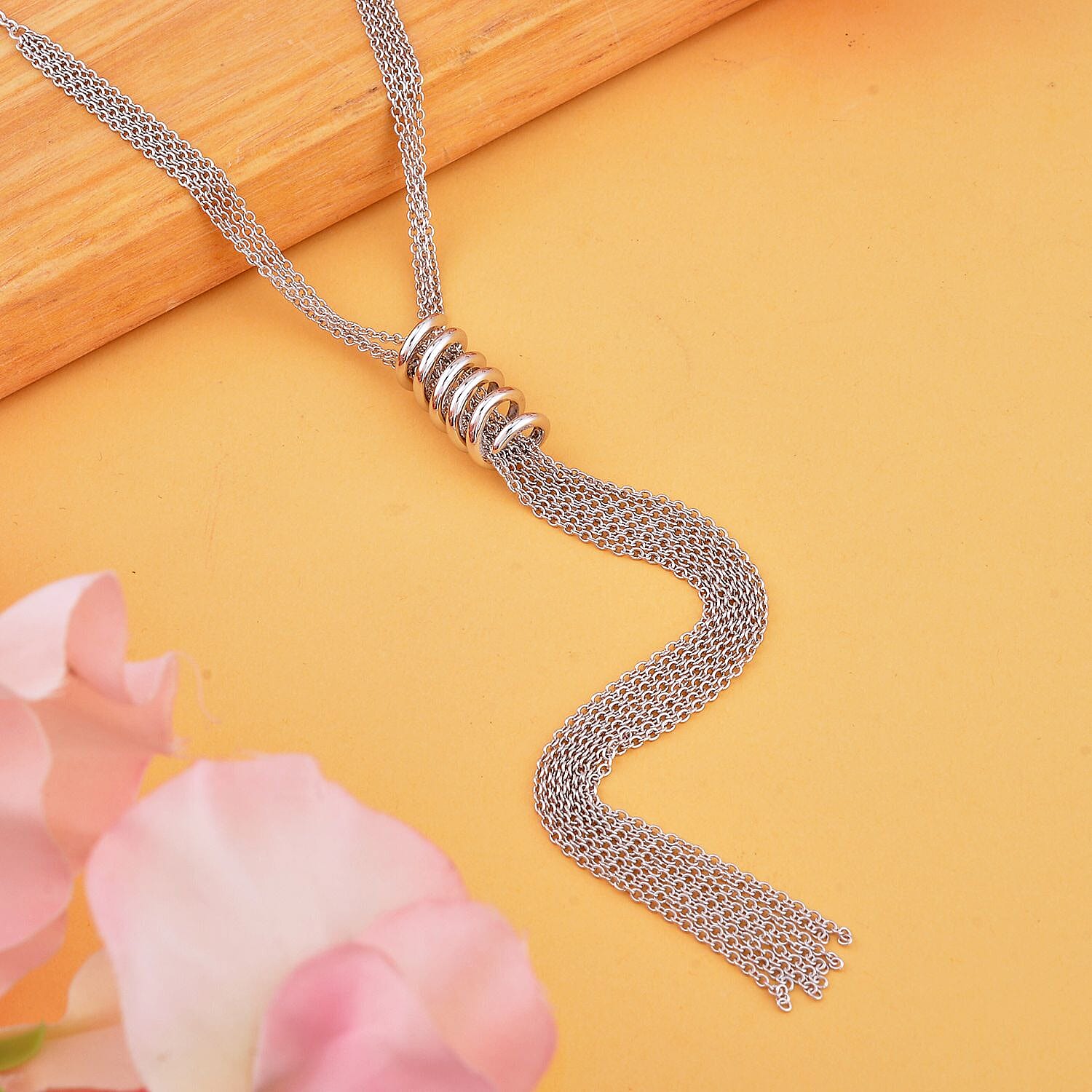 Lucy Q Tassel Collection - Rhodium Overlay Sterling Silver Necklace (Size - 18/20 Inch), Silver Wt 13.04 Gms 7508800 2