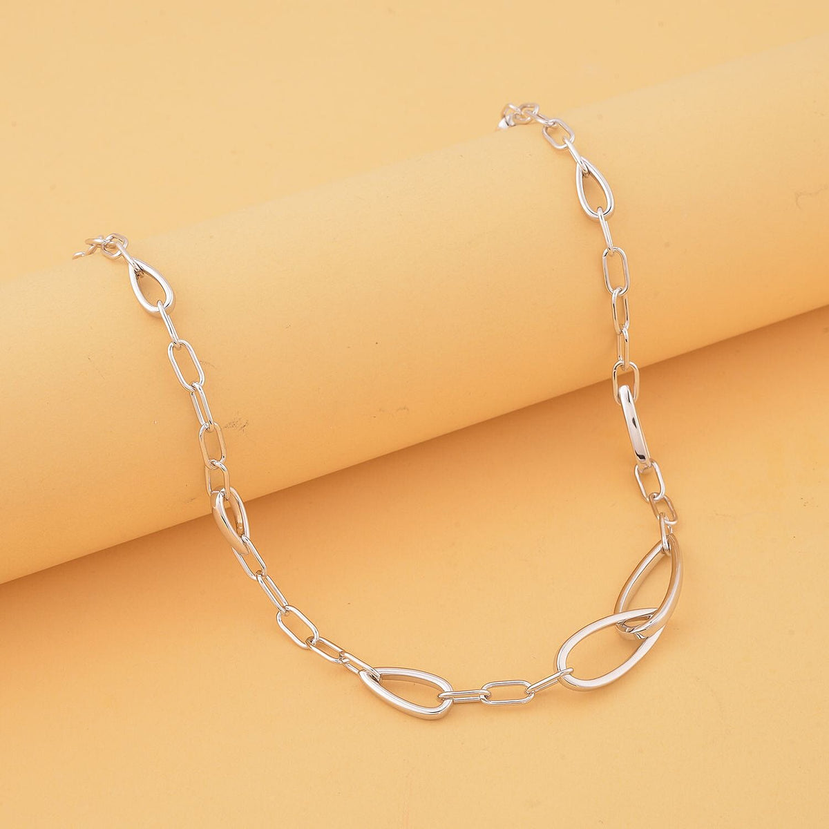 Lucy Q Drip Collection - Rhodium Overlay Sterling Silver Paper clip Necklace (Size - 20 Inch with Extender) with Lobster Clasp, Silver Wt. 20.00 Gms 7491388 2