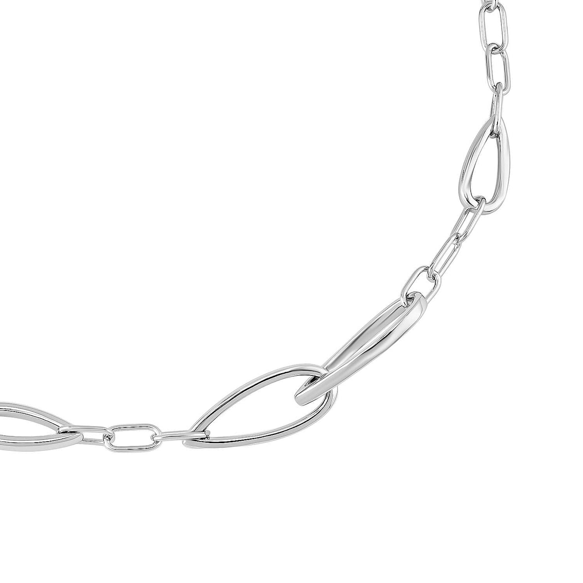 Lucy Q Drip Collection - Rhodium Overlay Sterling Silver Paper clip Necklace (Size - 20 Inch with Extender) with Lobster Clasp, Silver Wt. 20.00 Gms 7491388 3