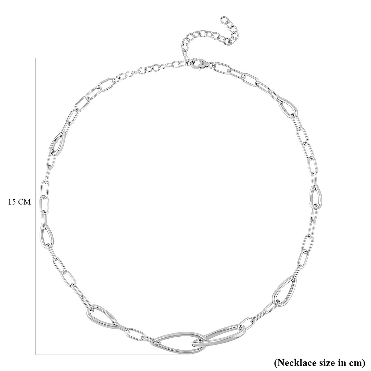 Lucy Q Drip Collection - Rhodium Overlay Sterling Silver Paper clip Necklace (Size - 20 Inch with Extender) with Lobster Clasp, Silver Wt. 20.00 Gms 7491388 5