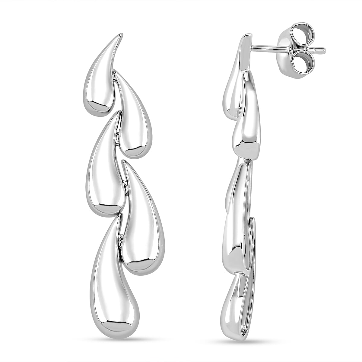 Lucy Q Drip Collection - Rhodium Overlay Sterling Silver Push Back Earring 8126777 0