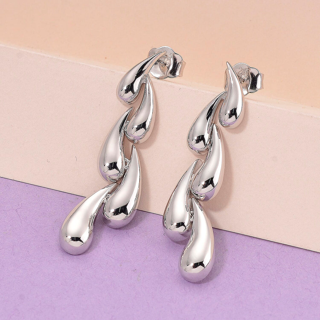 Lucy Q Drip Collection - Rhodium Overlay Sterling Silver Push Back Earring