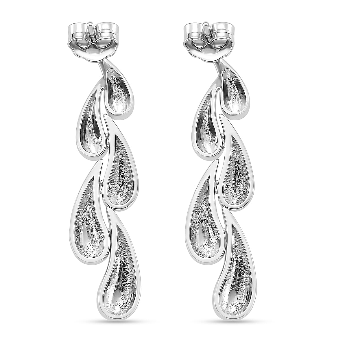 Lucy Q Drip Collection - Rhodium Overlay Sterling Silver Push Back Earring 8126777 5