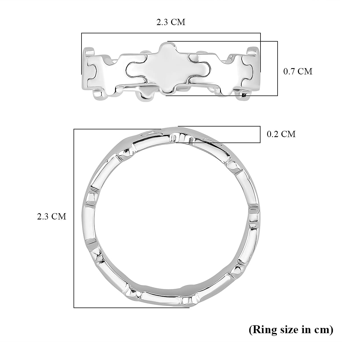 LUCY Q Jigsaw Collection - Rhodium Overlay Sterling Silver Puzzle Band Stackable Ring 8112205 5