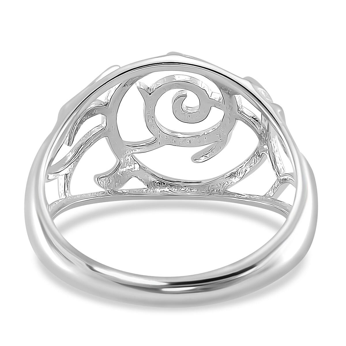 LucyQ - Air Drip Collection Floral Swirl Ring in Rhodium Overlay Sterling Silver 8064237 5
