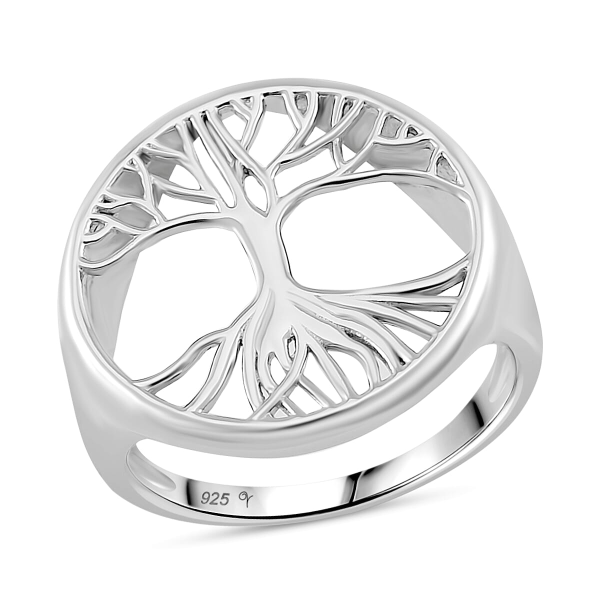 LUCY Q - Tree of Life Drip Collection Ring in Rhodium Overlay Sterling Silver 8066517 0