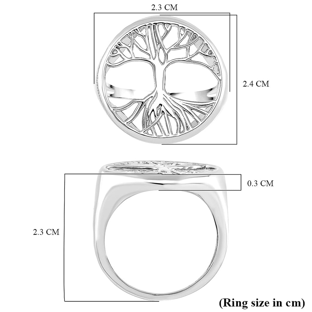 LucyQ - Tree of Life Drip Collection Ring in Rhodium Overlay Sterling Silver