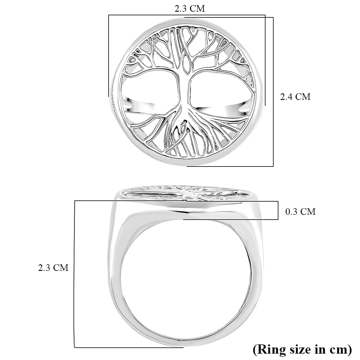 LUCY Q - Tree of Life Drip Collection Ring in Rhodium Overlay Sterling Silver 8066517 6