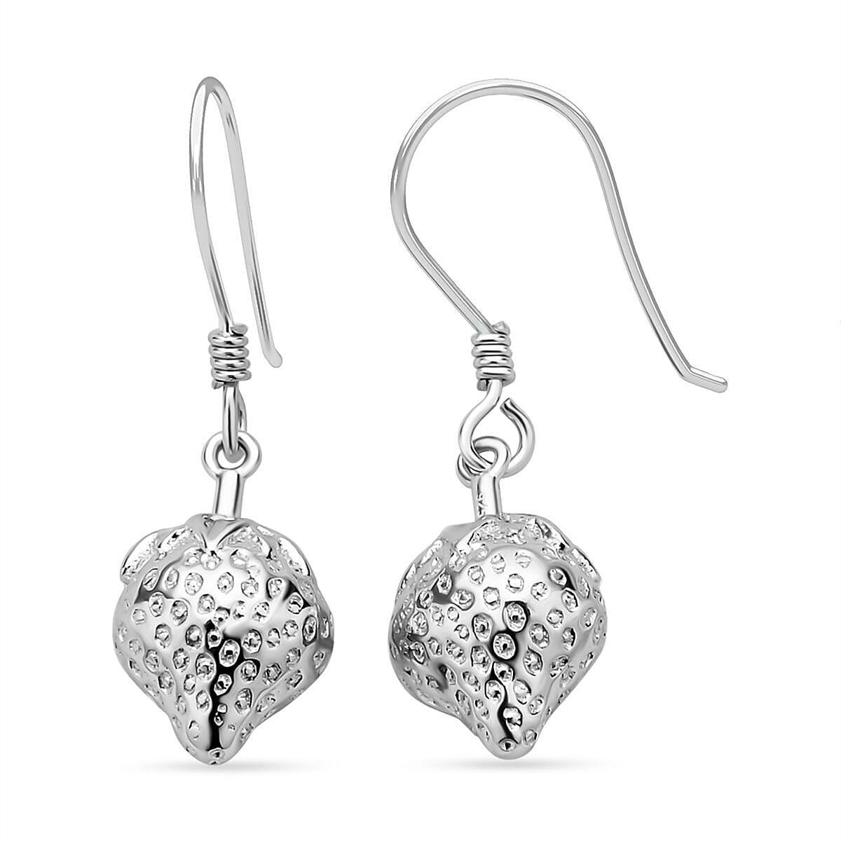 Lucy Q Delicious Collection - Rhodium Overlay Sterling Silver Strawberry Drop Earrings (with Hook) 7273548 0