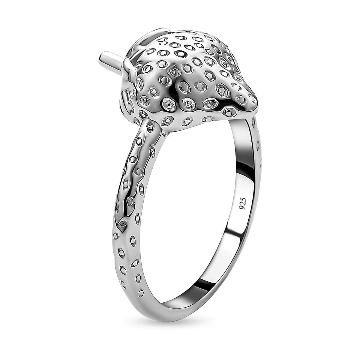 Lucy Q Delicious Collection - Rhodium Overlay Sterling Silver Strawberry Ring 7273559 7