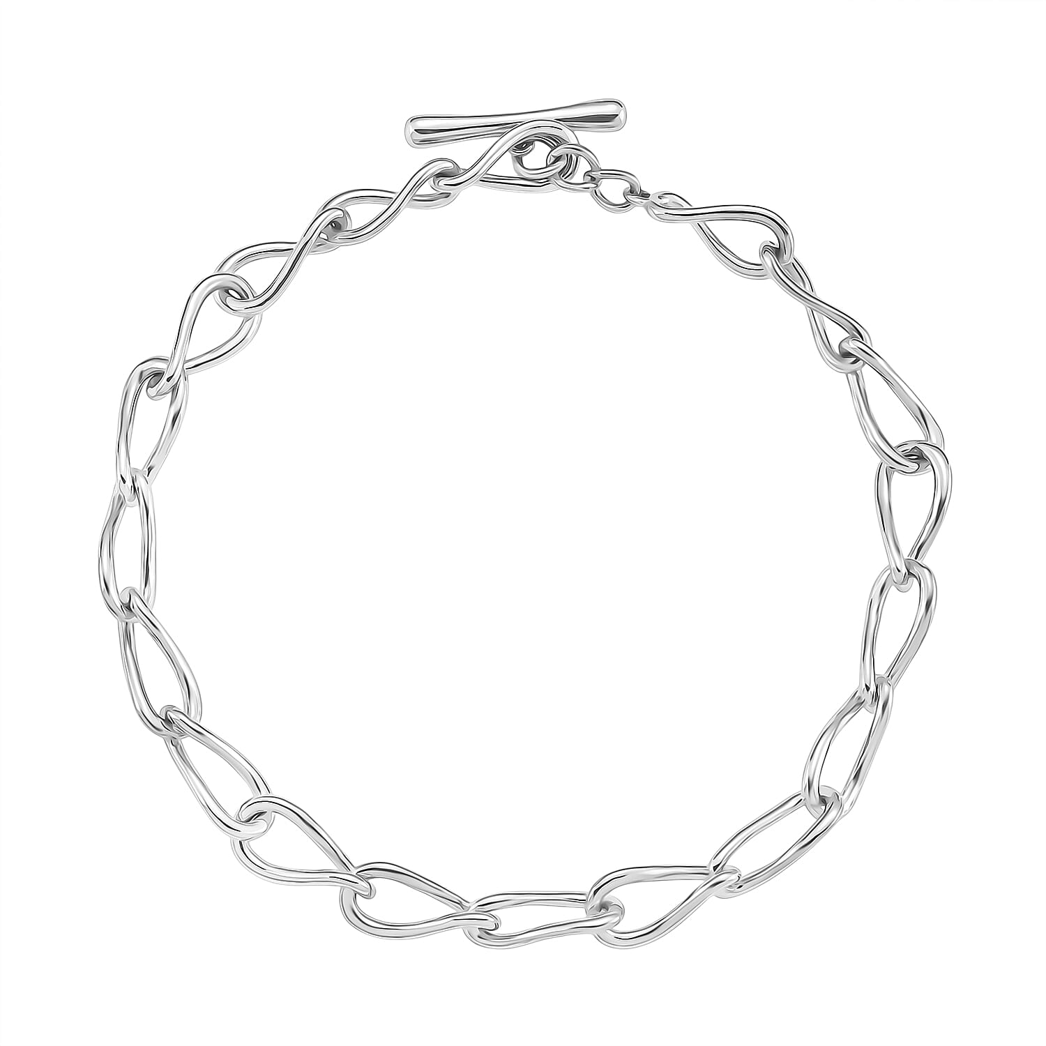 Lucy Q Drip Collection - Rhodium Overlay Sterling Silver Link Bracelet with T-Bar Clasp 8 Inch 8108273 0