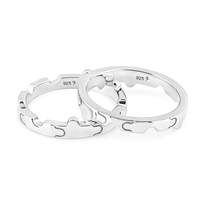 LUCY Q Jigsaw Collection - Set of 2 Interlocking Stackable Band Ring in Rhodium Overlay Sterling Silver 4372421 1