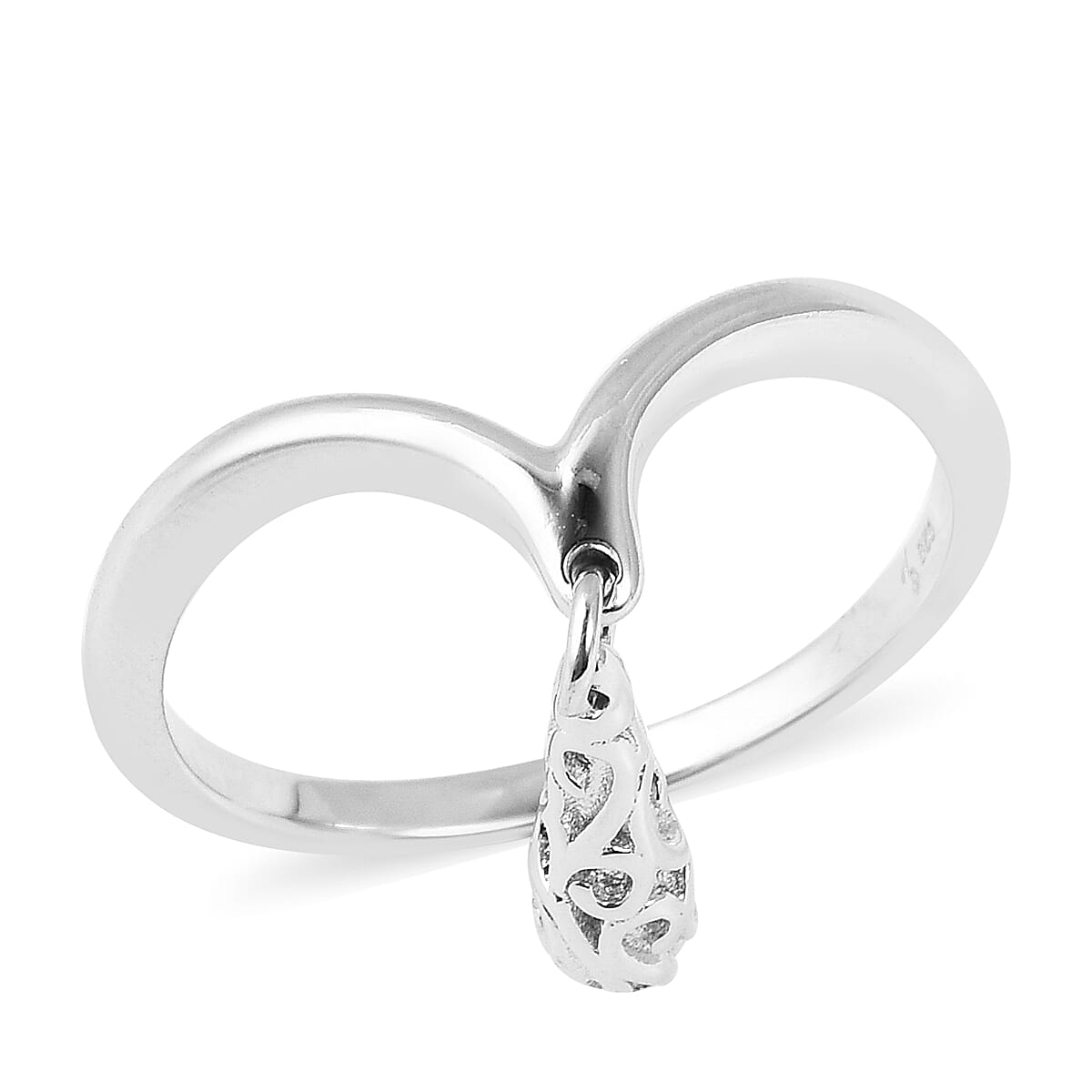Lucy Q Single Air Drip Ring in Rhodium Plated Silver 3675087 0
