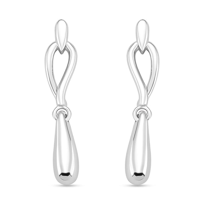 Lucy Q Drop Collection - Rhodium Overlay Sterling Silver Earrings with Push Back 8108299 1