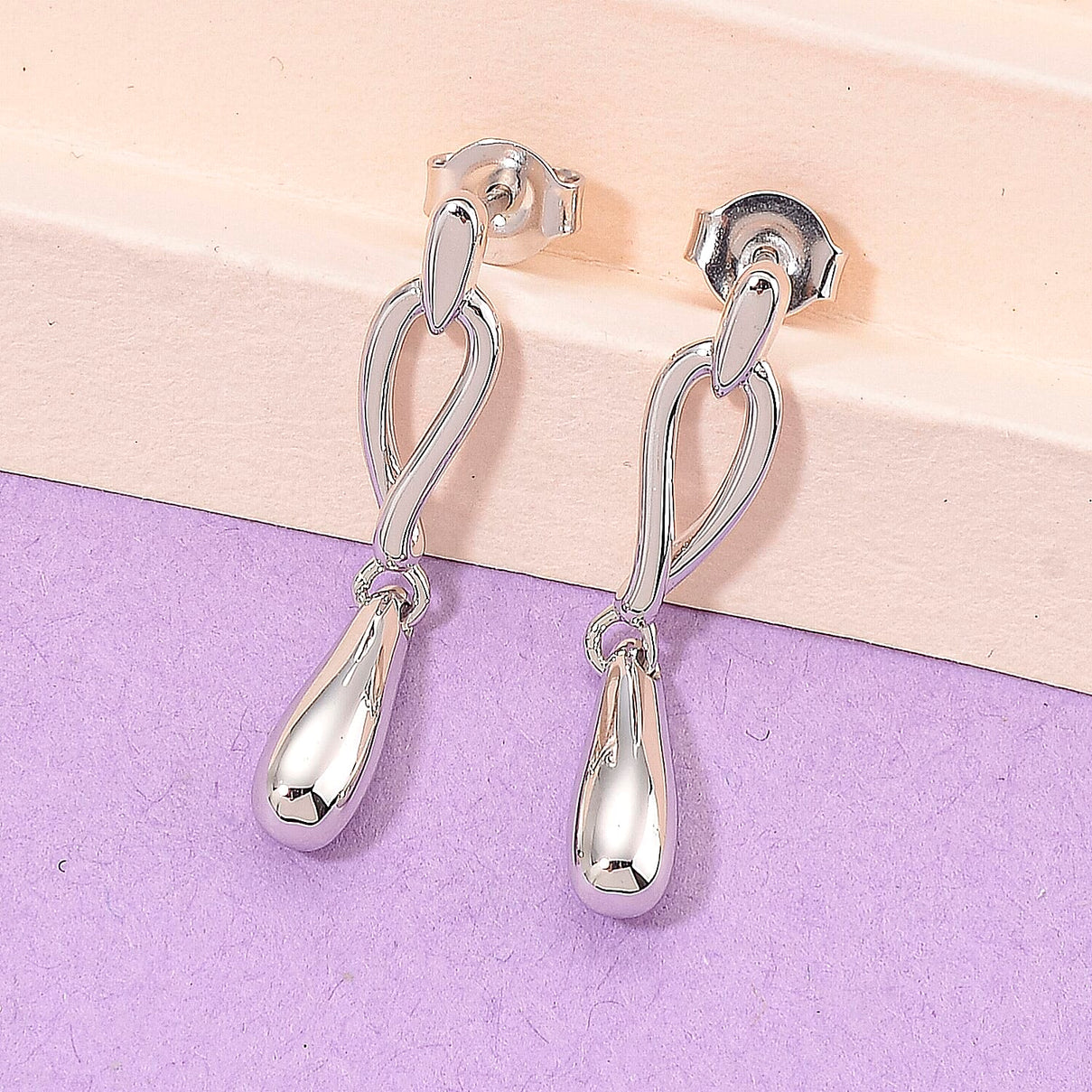 Lucy Q Drop Collection - Rhodium Overlay Sterling Silver Earrings with Push Back 8108299 2