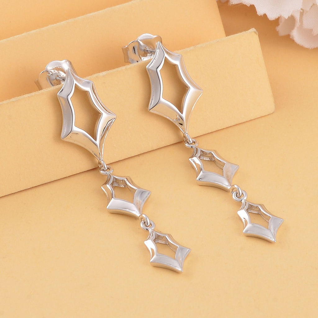 Lucy Q Spider Web Collection - Rhodium Overlay Sterling Silver Dangle Earrings