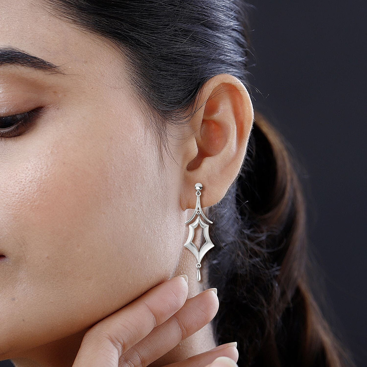 Lucy Q Spider Web Collection - Rhodium Overlay Sterling Silver Earrings 7563796 2