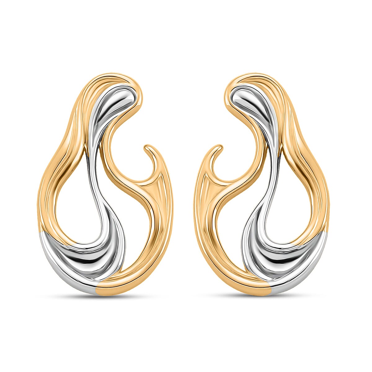 Lucy Q-Flame Collection Sterling Silver Sculptural Earring with Push Back in Two Tone Plated, Silver Wt. 6.00 Gms. 8275036 0