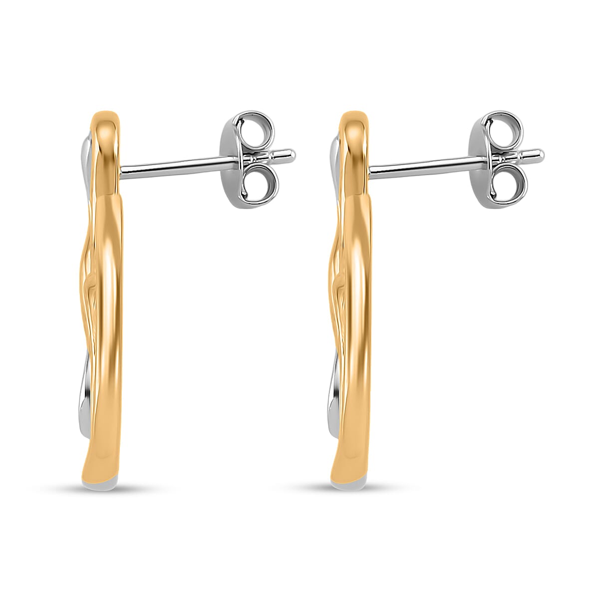 Lucy Q-Flame Collection Sterling Silver Sculptural Earring with Push Back in Two Tone Plated, Silver Wt. 6.00 Gms. 8275036 4