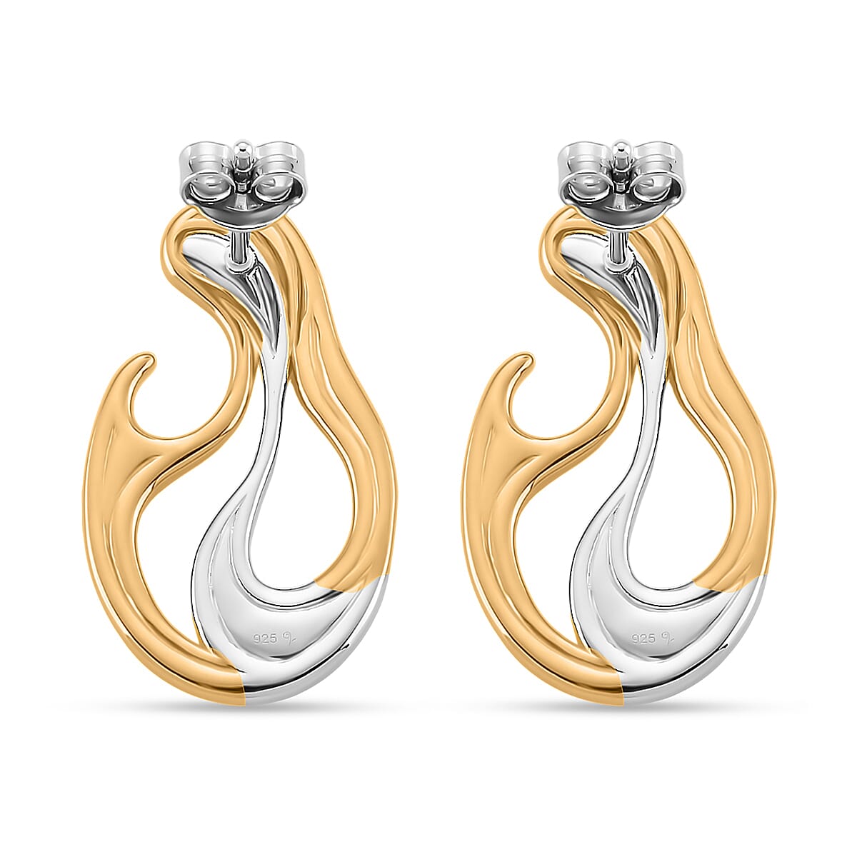 Lucy Q-Flame Collection Sterling Silver Sculptural Earring with Push Back in Two Tone Plated, Silver Wt. 6.00 Gms. 8275036 5