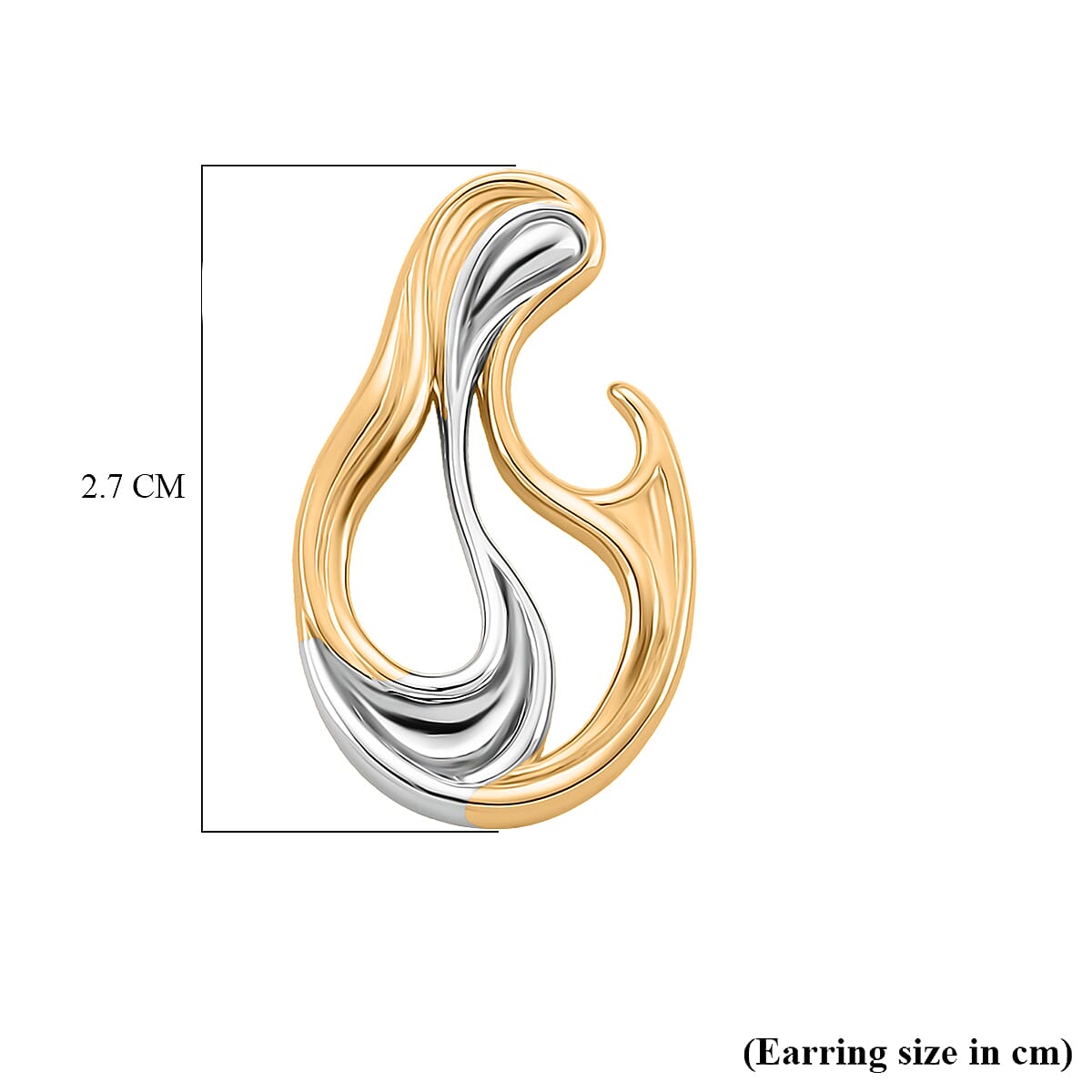 Lucy Q-Flame Collection Sterling Silver Sculptural Earring with Push Back in Two Tone Plated, Silver Wt. 6.00 Gms. 8275036 6
