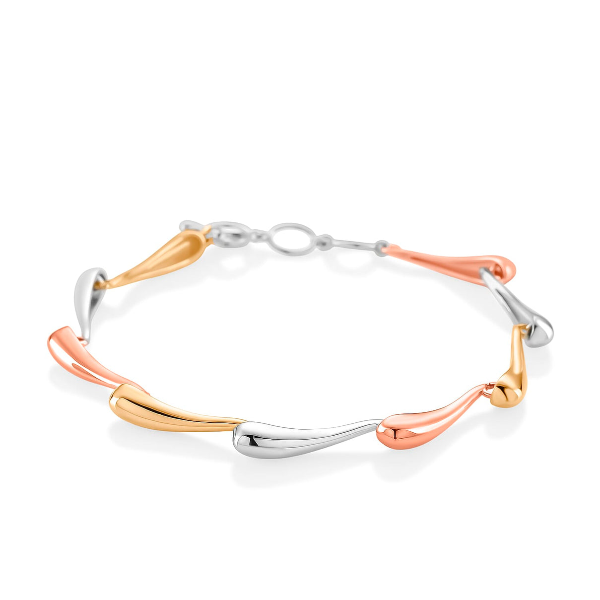 LucyQ Tri Drip Collection - Sterling Silver Bracelet (Size 7 - 1 Ext) with T-Bar Clasp in 18K Vermeil Tri Colour Plated, Silver Wt. 10.24 Gms. 8207202 0