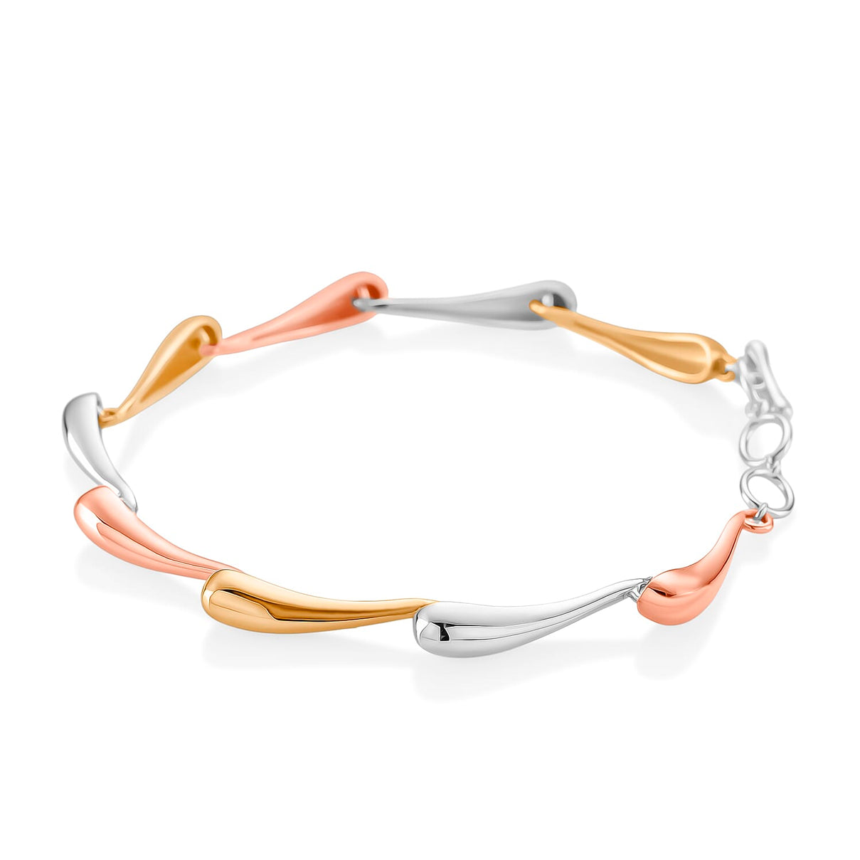 LucyQ Tri Drip Collection - Sterling Silver Bracelet (Size 7 - 1 Ext) with T-Bar Clasp in 18K Vermeil Tri Colour Plated, Silver Wt. 10.24 Gms. 8207202 3