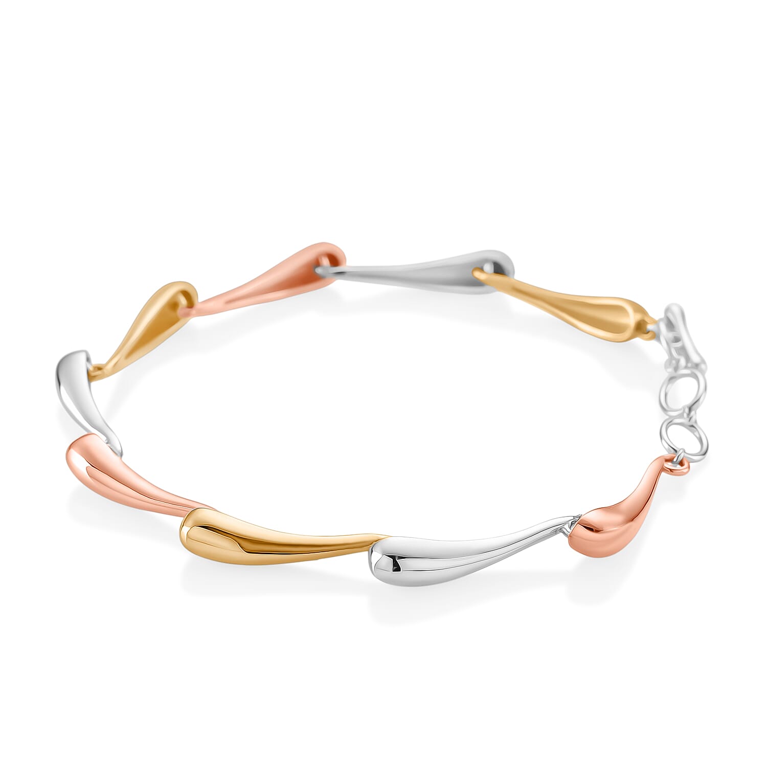 LucyQ Tri Drip Collection - Sterling Silver Bracelet (Size 7 - 1 Ext) with T-Bar Clasp in 18K Vermeil Tri Colour Plated, Silver Wt. 10.24 Gms. 8207202 3