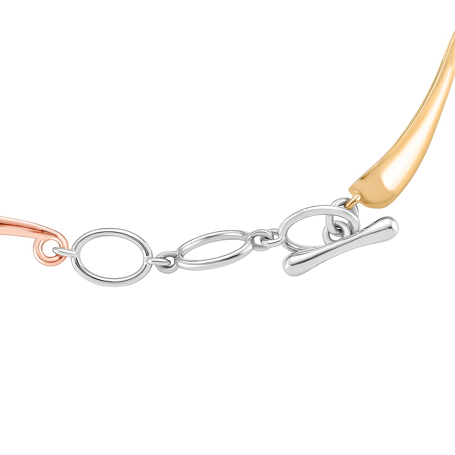 LucyQ Tri Drip Collection - Sterling Silver Bracelet (Size 7 - 1 Ext) with T-Bar Clasp in 18K Vermeil Tri Colour Plated, Silver Wt. 10.24 Gms. 8207202 4