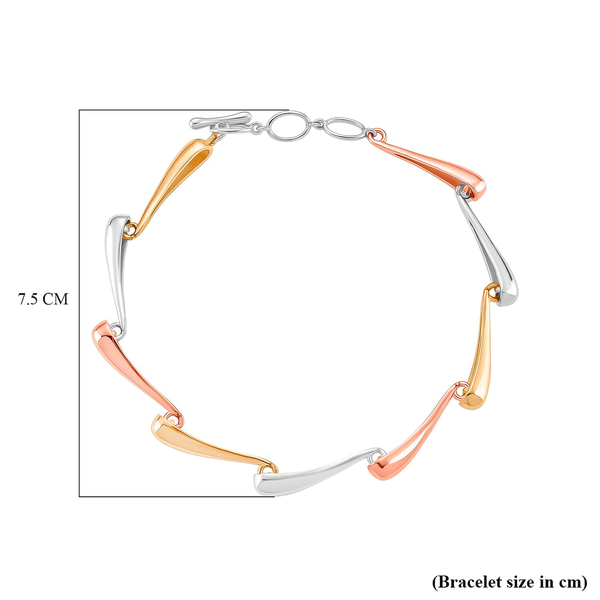 LucyQ Tri Drip Collection - Sterling Silver Bracelet (Size 7 - 1 Ext) with T-Bar Clasp in 18K Vermeil Tri Colour Plated, Silver Wt. 10.24 Gms. 8207202 5
