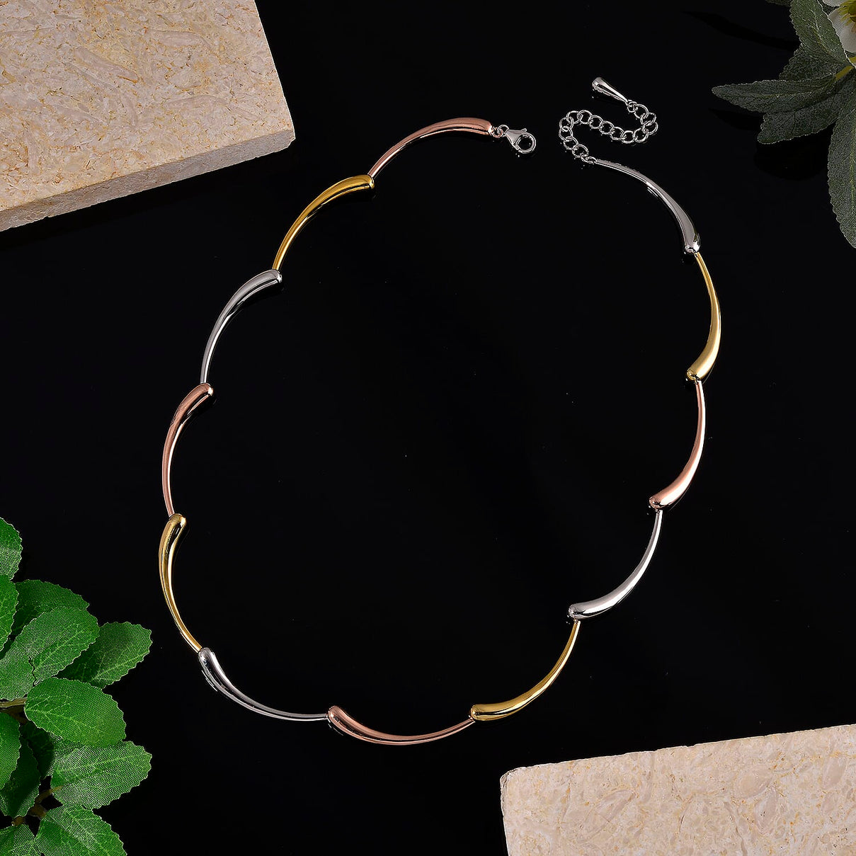 LucyQ Tri Drip Collection - Sterling Silver Necklace (Size 18 - 2 Ext) in 18K Vermeil Tri Colour Plated, Silver Wt. 28.90 Gms. 8207348 2