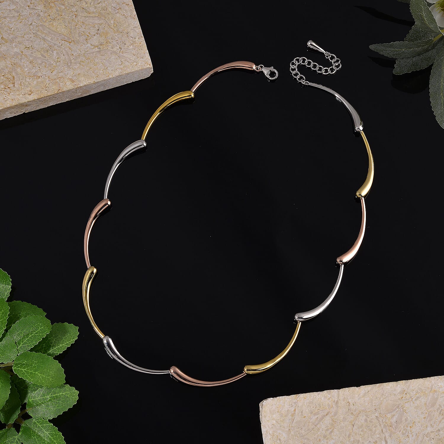 LucyQ Tri Drip Collection - Sterling Silver Necklace (Size 18 - 2 Ext) in 18K Vermeil Tri Colour Plated, Silver Wt. 28.90 Gms. 8207348 2