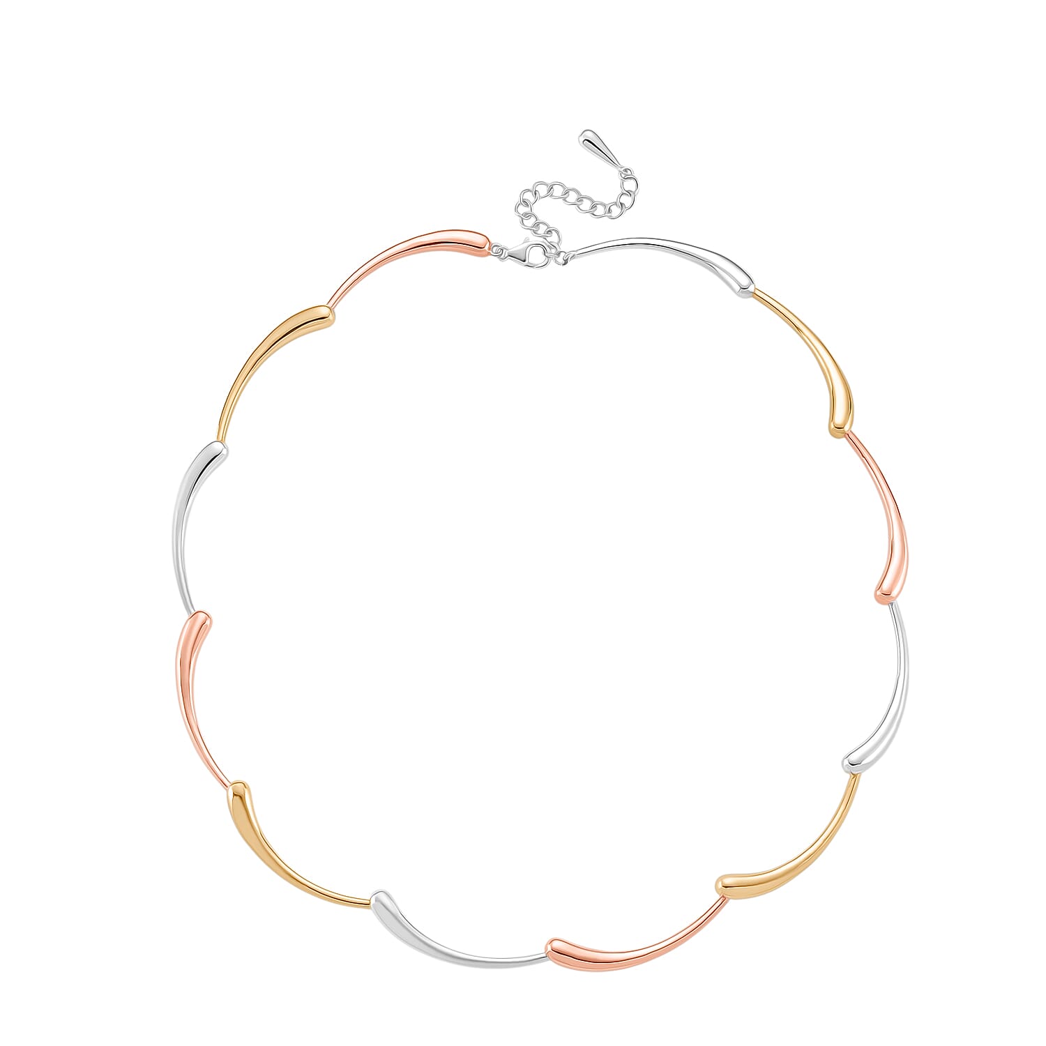 LucyQ Tri Drip Collection - Sterling Silver Necklace (Size 18 - 2 Ext) in 18K Vermeil Tri Colour Plated, Silver Wt. 28.90 Gms. 8207348 3
