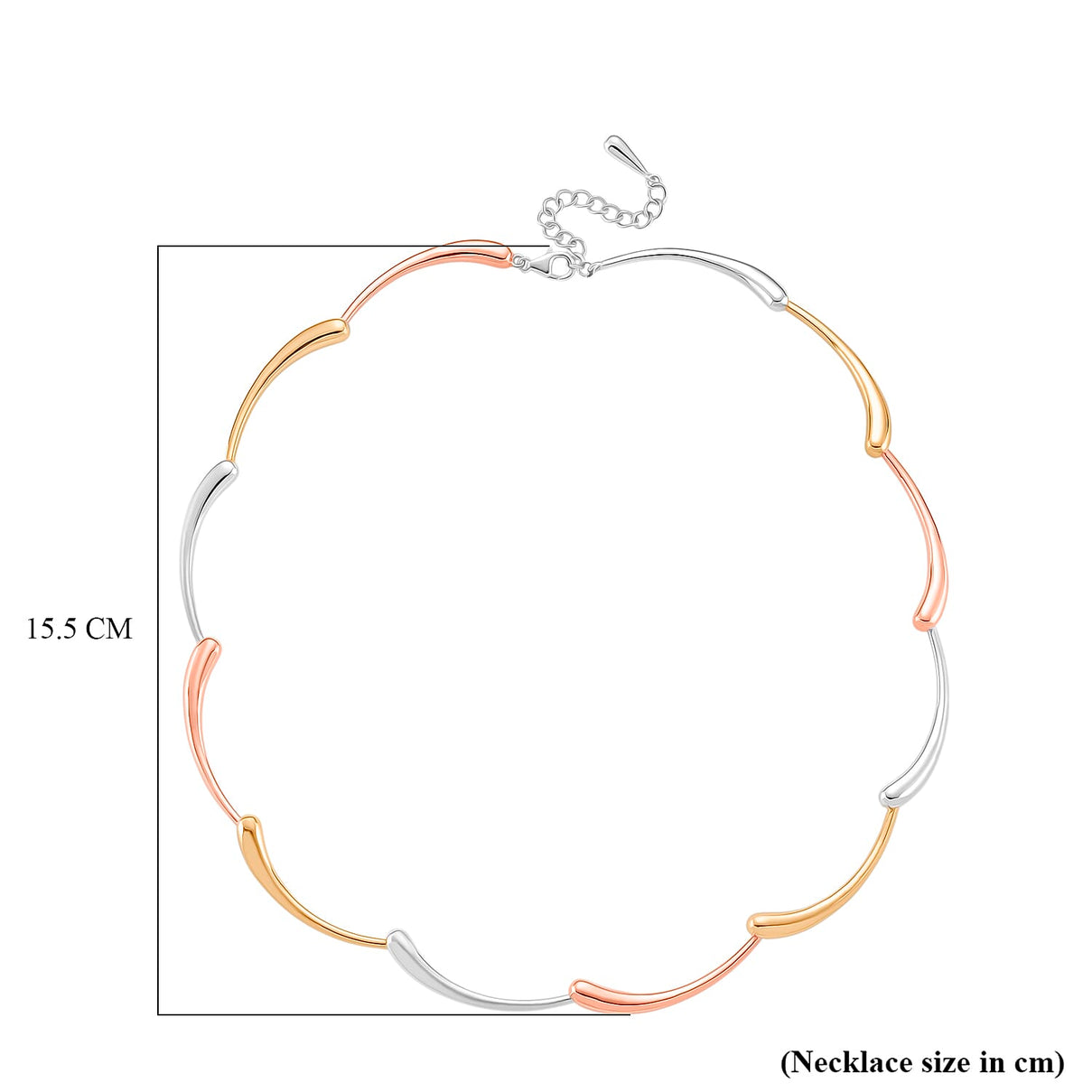 LucyQ Tri Drip Collection - Sterling Silver Necklace (Size 18 - 2 Ext) in 18K Vermeil Tri Colour Plated, Silver Wt. 28.90 Gms. 8207348 5