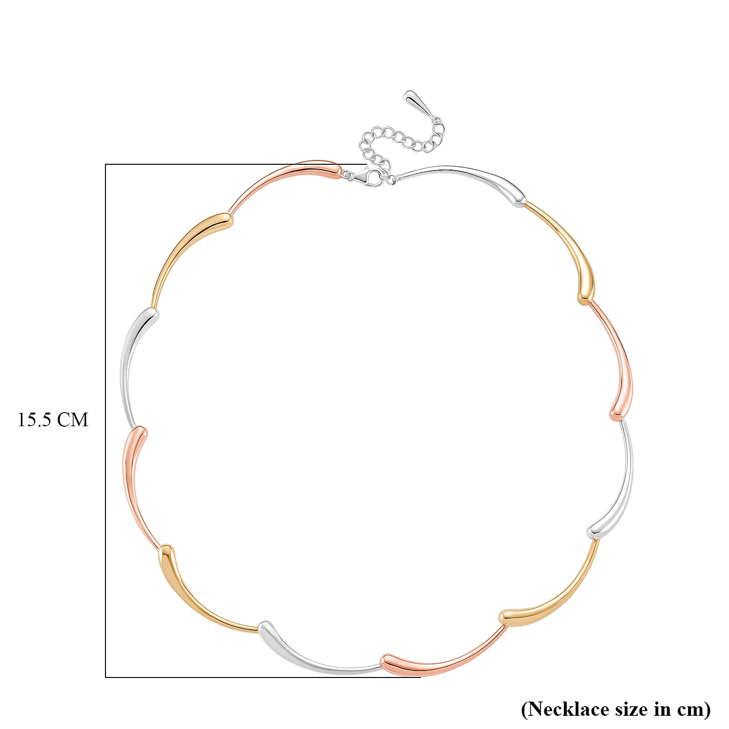 LucyQ Tri Drip Collection - Sterling Silver Necklace (Size 18 - 2 Ext) in 18K Vermeil Tri Colour Plated, Silver Wt. 28.90 Gms. 8207348 5