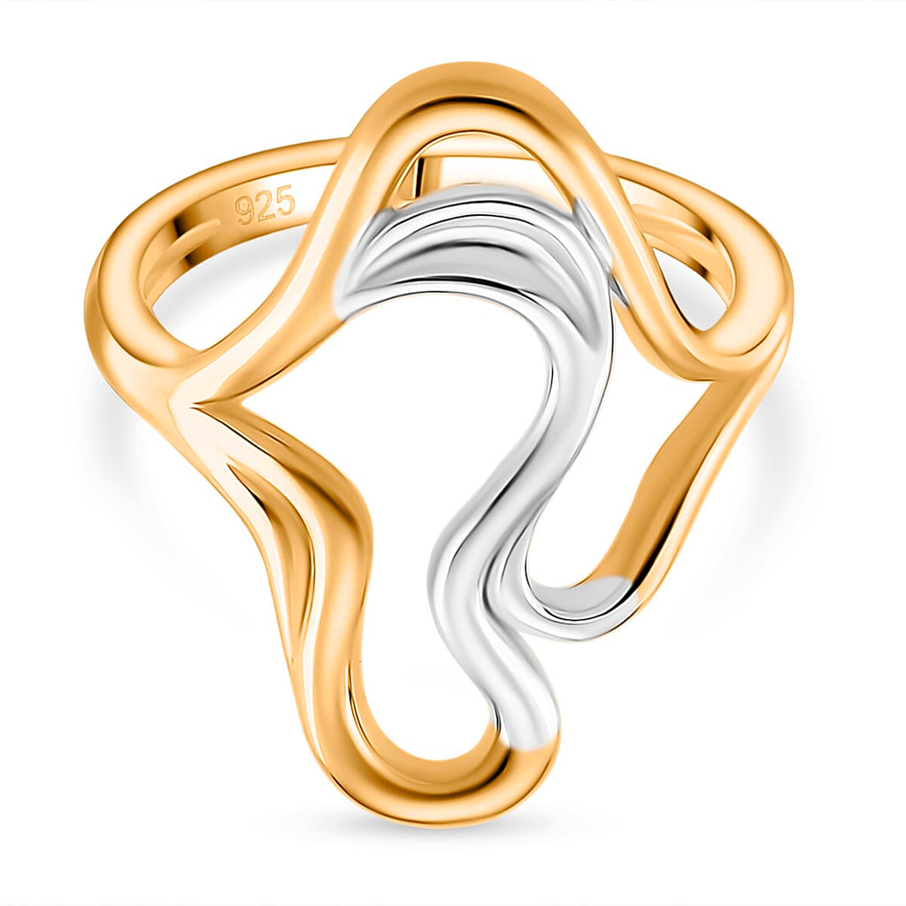 Lucy Q-Flame Collection Sterling Silver Sculptural Ring in Two Tone Plated