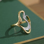 Lucy Q-Flame Collection Sterling Silver Sculptural Ring in Two Tone Plated