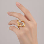 Lucy Q-Flame Collection Sterling Silver Sculptural Ring in Two Tone Plated