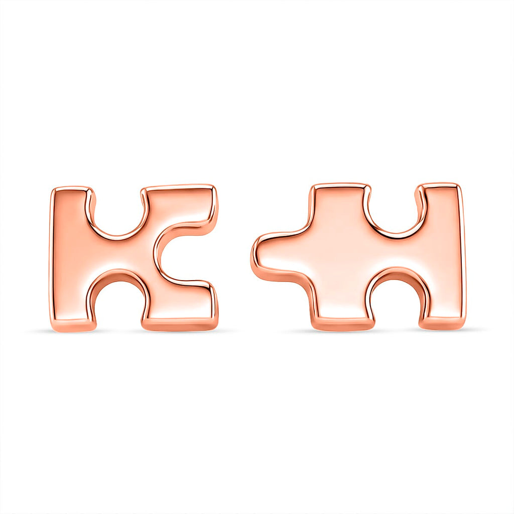 Lucy Q Puzzle Piece Stud Earring with Push Back in 18K Vermeil Rose Gold Plated Sterling Silver