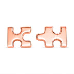 Lucy Q Puzzle Piece Stud Earring with Push Back in 18K Vermeil Rose Gold Plated Sterling Silver