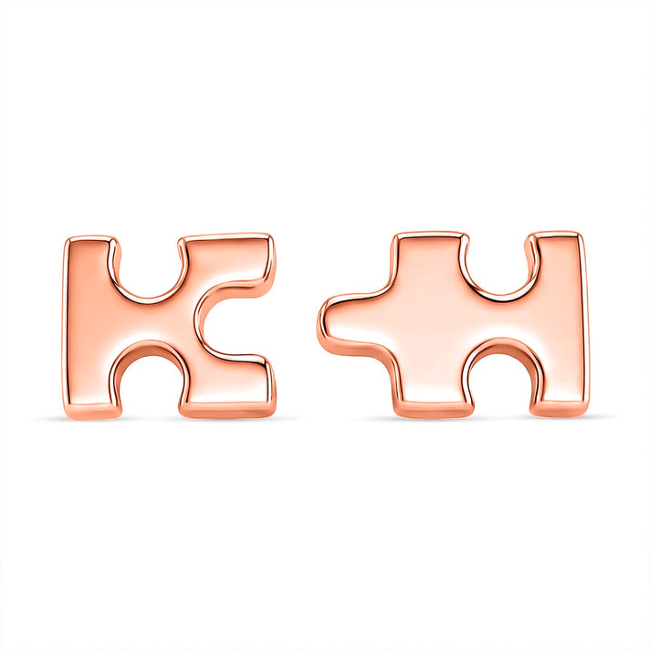 Lucy Q Jigsaw Collection - Puzzle Piece Earring with Push Back in 18K Vermeil Rose Gold Plated Sterling Silver 8342399 1