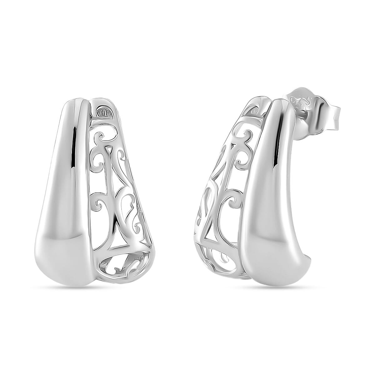 Lucy Q Air Drip Collection - Stud Push Back Earrings in Rhodium Overlay Sterling Silver 8085937 0